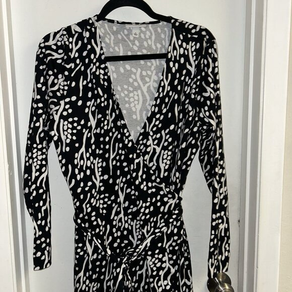DVF Diane Von Furstenberg x Target Black Sea Spots Long Sleeve Wrap Dress XL - Picture 3 of 8